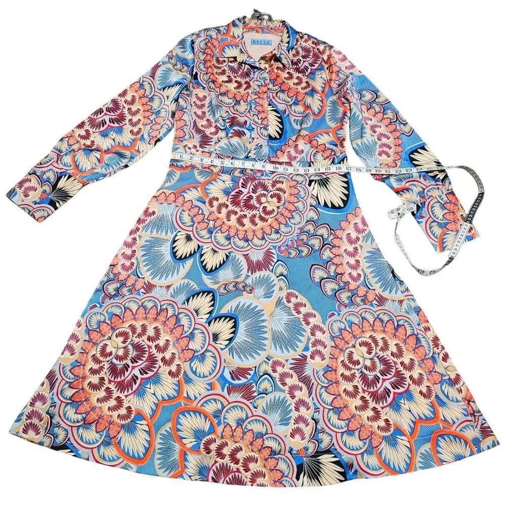 Belle XL Women's Floral Long Sleeve A-Line Dress - Picture 9 of 10